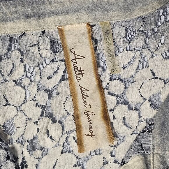 Aratta Silent Journey Button Up Lace Top Blouse Shirt Women Size M Ombre Cotton - Picture 4 of 16